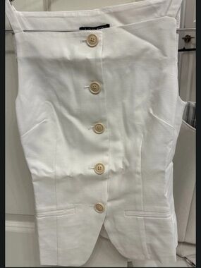 J. Crew White Button-Front Sleeveless Jumpsuit